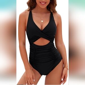 Elegant Black Women's One Piece Swimsuit